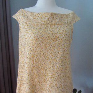 ANN TAYLOR FACTORY; OFF-SHOULDER SHIRT; YELLOW FLORAL; SIZE XL